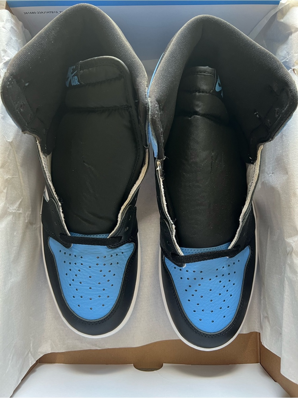 Jordan Air 1 High UNC RETRO— White / Black / University Blue - Picture 5 of 7
